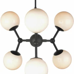 Halo Design ATOM Chandelier 6L G9 Sort/opal Glas