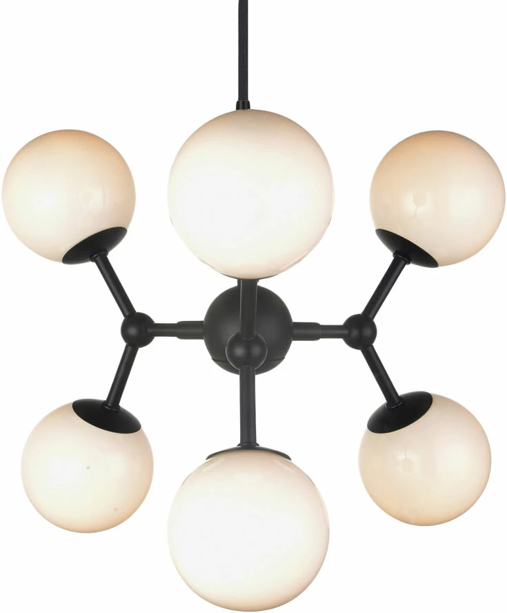 Halo Design ATOM Chandelier 6L G9 Sort/opal Glas 1 Halo Design ATOM Chandelier 6L G9 Sort/opal Glas