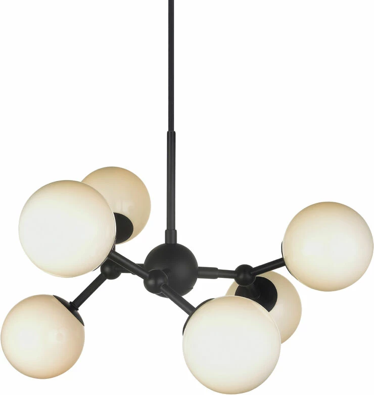 Halo Design ATOM Chandelier 6L G9 Sort/opal Glas 2 Halo Design ATOM Chandelier 6L G9 Sort/opal Glas - Billede 2
