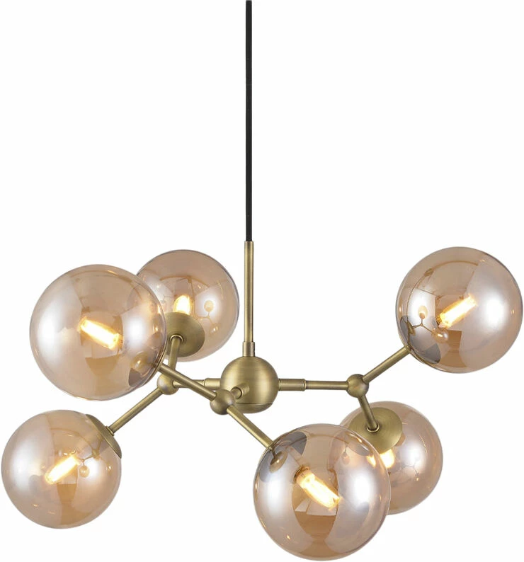 Halo Design Atom Large Lysekrone Antik Messing 6xG9 1 Halo Design Atom Large Lysekrone Antik Messing 6xG9