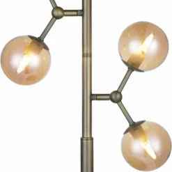 Halo Design Atom Bord Antik Messing Amber Glas 4XG9