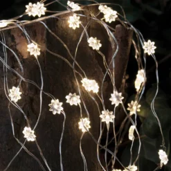 Sirius Silke Miniblomst Lyskæde 40L M/ Timer, Klar/sølv -Umage Salgsbutik 5707310307373 2