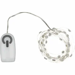 Sirius Silke Miniblomst Lyskæde 40L M/ Timer, Klar/sølv