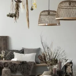 Ib Laursen Hængelampe Bambus Skærm Hvid Plastikledning -Umage Salgsbutik 5709898296070 5