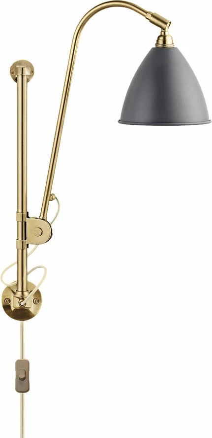 Gubi BL5 Wall Lamp 16 All Brass Parts/grey Shade 1 Gubi BL5 Wall Lamp 16 All Brass Parts/grey Shade