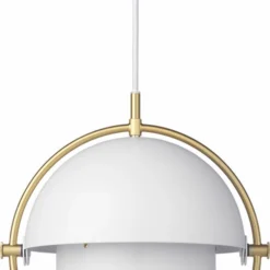 Gubi Multi-Lite Pendant - Small, Brass Base, EU White Semi Matt