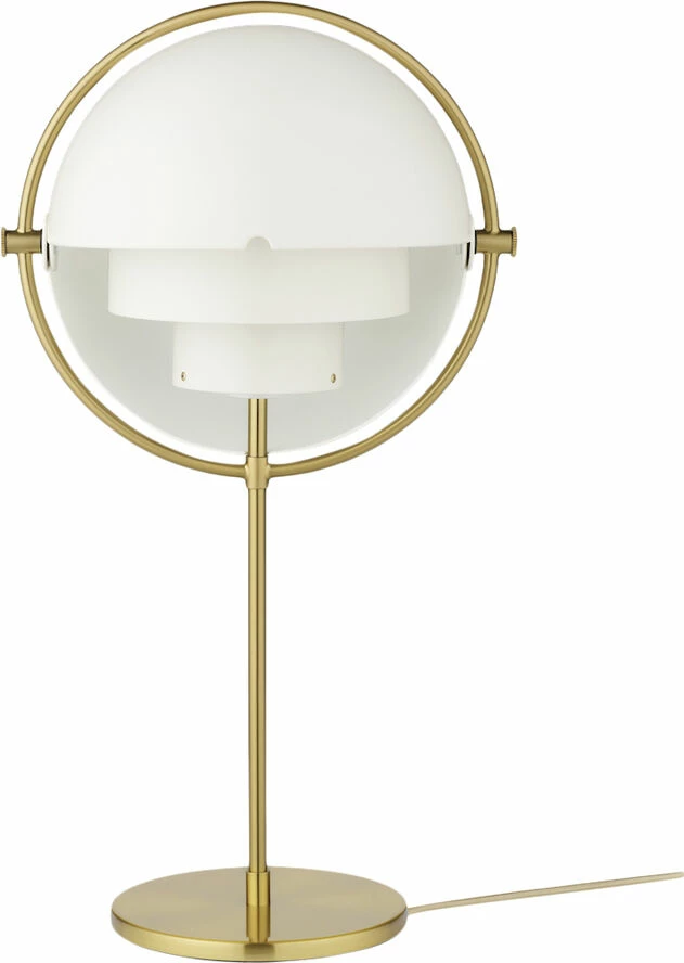 Gubi Multi-Lite Table Lamp, Brass Base - White Semi Matt 1 Gubi Multi-Lite Table Lamp, Brass Base - White Semi Matt